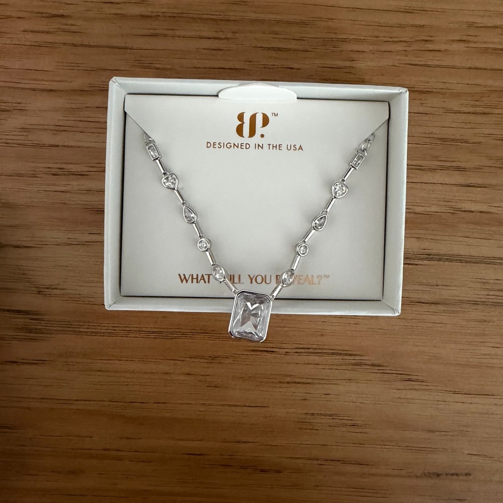 Sterling Silver Clear CZ Pendant Necklace by - Elegant Clear Crystal